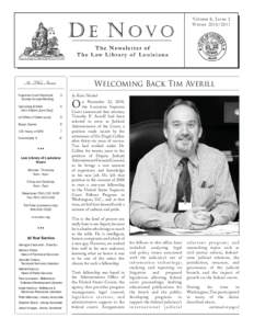 Volume 8, Issue 2 Winter[removed]In This Issue  Welcoming Back Tim Averill