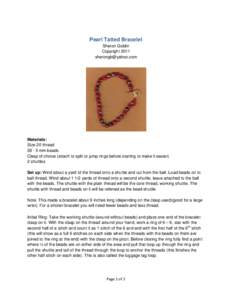 Pearl Tatted Bracelet Sheron Goldin CopyrightMaterials: