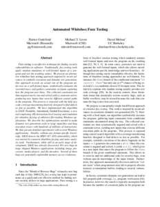 Automated Whitebox Fuzz Testing Patrice Godefroid Microsoft (Research)   Michael Y. Levin