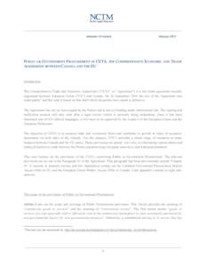 BERNARD O’CONNOR  February 2015 PUBLIC OR GOVERNMENT PROCUREMENT IN CETA, THE COMPREHENSIVE ECONOMIC AND TRADE AGREEMENT BETWEEN CANADA AND THE EU