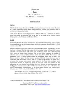 Notes on  Job[removed]E d i t i o n