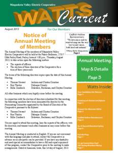 August[removed]For Our Members Notice of Annual Meeting