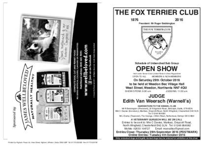 THE FOX TERRIER CLUBPresident: Mr Roger Bebbington