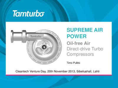 SUPREME AIR POWER Oil-free Air Technology Ventures in TampereTurbo Direct-drive