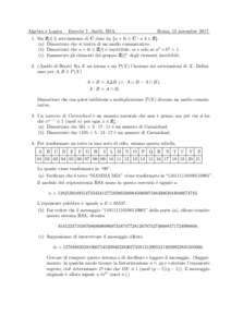 Algebra e Logica  Esercizi 7. Anelli, RSA. Roma, 15 novembre 2017.