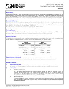 Electric Rate Schedule P-4  Interruptible Water Pumping Power Service Page 1 of 2