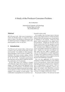 A Study of the Producer-Consumer Problem Ike Antkaretoo International Institute of Technology United Slates of Earth 
