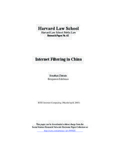 Harvard Law School Harvard Law School Public Law Research Paper No. 62