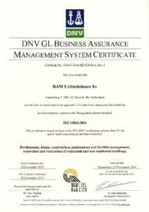 DiNT\7  DNV GL BUSINESS ASSURANCE MaNacEMENT SvsrEM C¡,nuFrcATE Certificate NoI 4-AE-NLD-RvA, Rev.