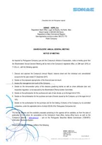 Notice of Meeting AGM 2016