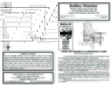 Bobber Watchin’  Steuben County Lakes Council, Inc. 317 South Wayne Street, Suite 2A Angola, INPhoneE-mail 