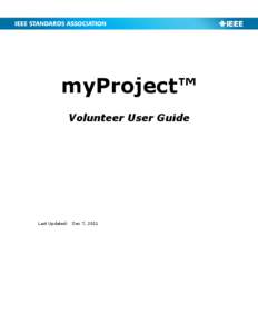 myProject™ Volunteer User Guide Last Updated:  Dec 7, 2011