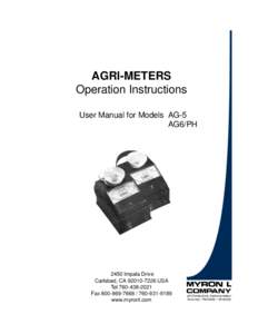 AGRI-METERS Operation Instructions User Manual for Models AG-5 AG6/PHImpala Drive