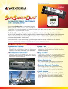SUNSAVERDUO SOLAR CONTROLLER Product shown with optional meter.  25 Amps at