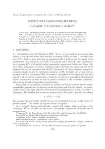 Theory and Applications of Categories, Vol. 11, No. 11, 2003, pp. 252–282.  CONTINUOUS CATEGORIES REVISITED