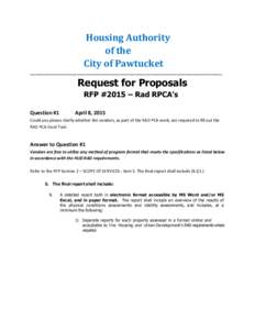 Housing Authority of the City of Pawtucket _________________________________________________________________________  Request for Proposals