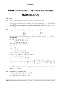 IIT-JEE2004-M-1  FIITJEE Solutions to IITJEE–2004 Mains Paper Mathematics Time: 2 hours