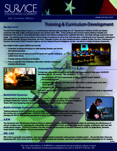 SURVICE Engineering Training & Curriculum Development 2012 Fact Sheet