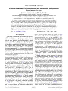 PHYSICAL REVIEW E 91, Measuring graph similarity through continuous-time quantum walks and the quantum Jensen-Shannon divergence Luca Rossi,1 Andrea Torsello,2 and Edwin R. Hancock3 1