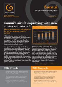 Samui 2012 Hotel Market Update February 2013 Samui’s airlift improving with new routes and aircraft Seat Capacity and Number