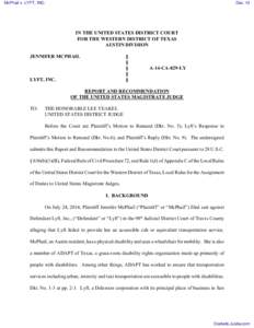 McPhail v. LYFT, INC.  Doc. 13 IN THE UNITED STATES DISTRICT COURT FOR THE WESTERN DISTRICT OF TEXAS