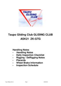 Taupo Gliding Club GLIDING CLUB ASK21 ZK-GTG Handling Notes - Handling Notes - Daily Inspection Checklist
