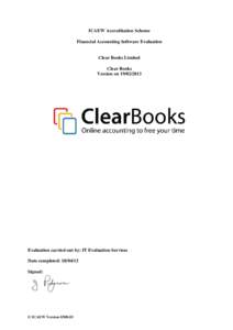 ICAEW Accreditation Scheme Financial Accounting Software Evaluation Clear Books Limited Clear Books Version on
