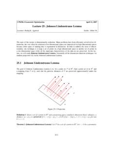 CPS296.2 Geometric Optimization  April 12, 2007 Lecture 25: Johnson Lindenstrauss Lemma Lecturer: Pankaj K. Agarwal