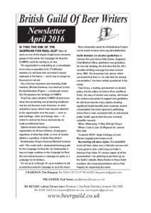 British Guild Of Beer Writers Newsletter April 2016 IS THIS THE END OF THE CAMPAIGN FOR REAL ALE? After 45
