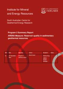 Institute for Mineral and Energy Resources South Australian Centre for Geothermal Energy Research  Program 2 Summary Report