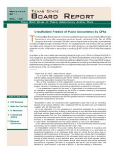 November 2011 TEXAS STATE  BOARD REPORT
