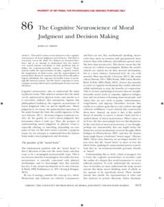 PROPERTY OF MIT PRESS: FOR PROOFREADING AND INDEXING PURPOSES ONLY  86 The Cognitive Neuroscience of Moral Judgment and Decision Making