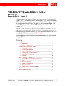 RSA BSAFE Crypto-C Micro Edition 4.1 Security Policy Level 1