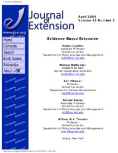 Evidence-Based Extension  April 2004 Volume 42 Number 2  Evidence-Based Extension