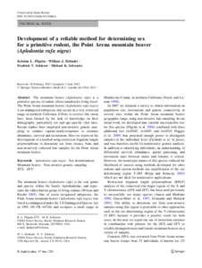 Development of a reliable method for determining sex for a primitive rodent, the Point Arena mountain beaver (Aplodontia rufa nigra)