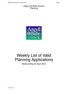 Weekly Planning list for 24 AprilArgyll and Bute Council Planning  Weekly List of Valid