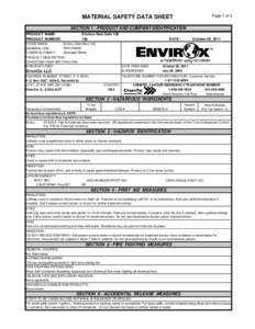 Page 1 of 3  MATERIAL SAFETY DATA SHEET SECTION 1 - PRODUCT AND COMPANY IDENTIFICATION PRODUCT NAME: PRODUCT NUMBER: