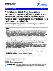 A mindfulness-based stress management program and treatment with omega-3 fatty acids to maintain a healthy mental state in hospital nurses (Happy Nurse Project): study protocol for a randomized controlled trial