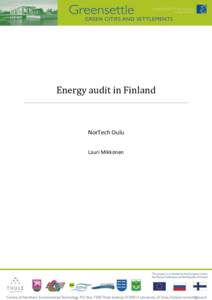 Energy audit in Finland  NorTech Oulu Lauri Mikkonen  Energy Audit in Finland
