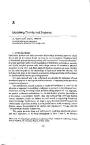 3 Modelling Distributed Systems A. Yonezawat and C. Hewitt Artificial Intelligence Laboratory Massachusetts Institute of Technology. USA