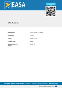 EASA.A.378  Description: A.378 Socata TB series