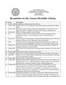 Grems-Doolittle Library Schenectady County Historical Society 32 Washington Ave., Schenectady, NY0263 