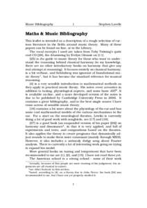 Music Bibliography  1 Stephen Lavelle