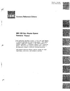 File NoForm C26Systems Reference Library  IBM 1130 Disk Monitor System