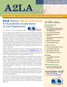 March[removed]Number 122 The Newsletter of the American Association for Laboratory Accreditation