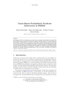 QAPLGame-Based Probabilistic Predicate Abstraction in PRISM 1