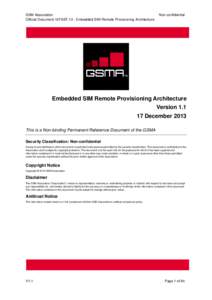 GSM Association Official Document 12FAST.13 - Embedded SIM Remote Provisioning Architecture Non-confidential  Embedded SIM Remote Provisioning Architecture