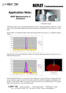 REFLET : Scattering Measurements Application Note: BRDF Measurements of Aluminium Aluminium sample Aluminium plates, due to manufacturing processes, have scattering properties which are not the