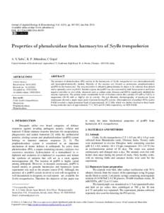 Journal of Applied Biology & Biotechnology Vol), pp, Jan-Feb, 2016 Available online at http://www.jabonline.in DOI: JABBProperties of phenoloxidase from haemocytes of Scylla tranquebar