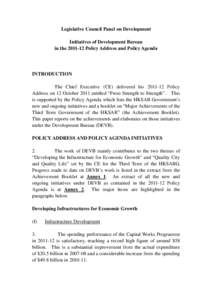 Initiatives of Development Bureau in the[removed]Policy Address and Policy Agenda